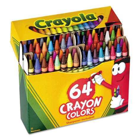 Crayola Crayons Set of 64 brilliant colors Non-toxic Sharpener Included ...