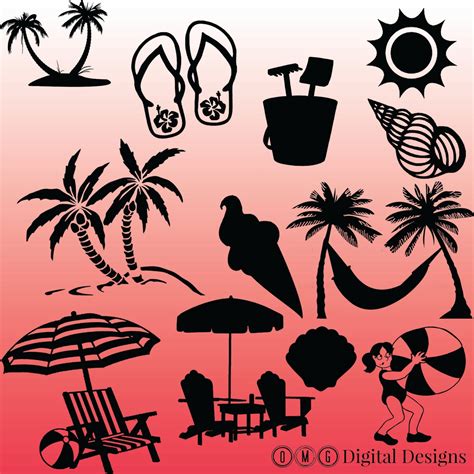 12 Beach Silhouette Images Digital Clipart Images Clipart