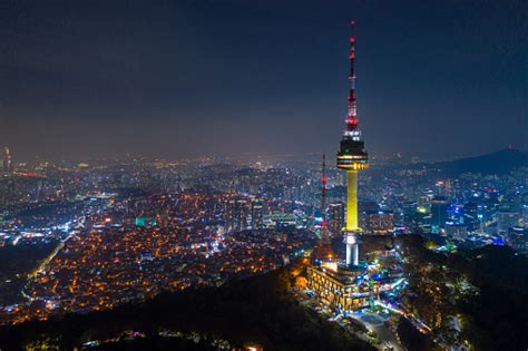 Aerial View Of N Seoul Tower At Namsan Mountain In Seoul City South ...