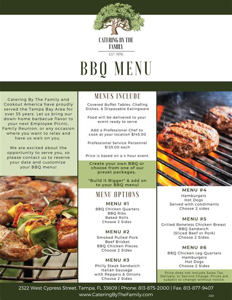 BBQ Menus - Catering by the Family