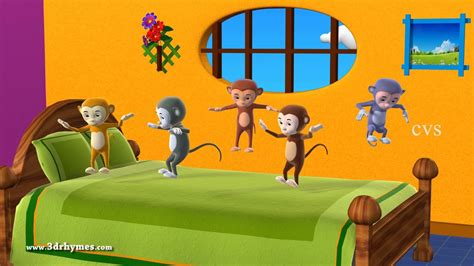 Five Little Monkeys Jumping on the bed - 3D Animation English Nursery ...