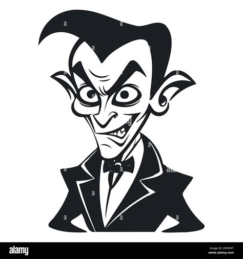 Dracula. Vampire black and white vector illustration Stock Vector Image ...