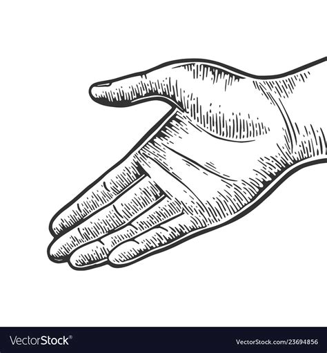 Open hand palm gesture engraving Royalty Free Vector Image