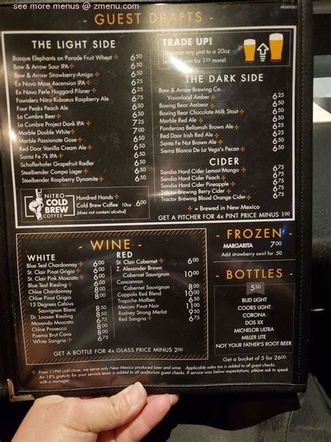 Menu at Flix Brewhouse pub & bar, Albuquerque