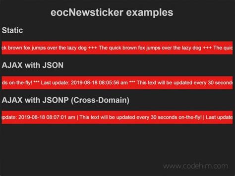 Breaking News Ticker HTML Code with Demo — CodeHim