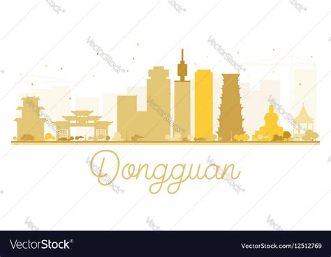 Dongguan city skyline golden silhouette Royalty Free Vector