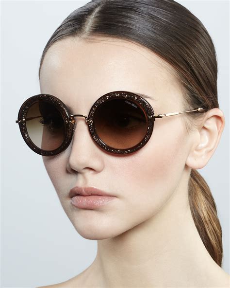 Lyst - Miu Miu Oversize Circle Sunglasses in Brown