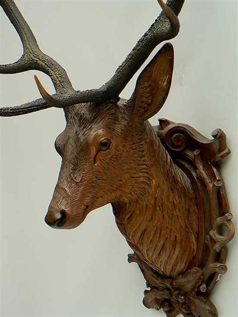 fine carved wood deer head ca. 1900 .... not fond of real animal heads ...