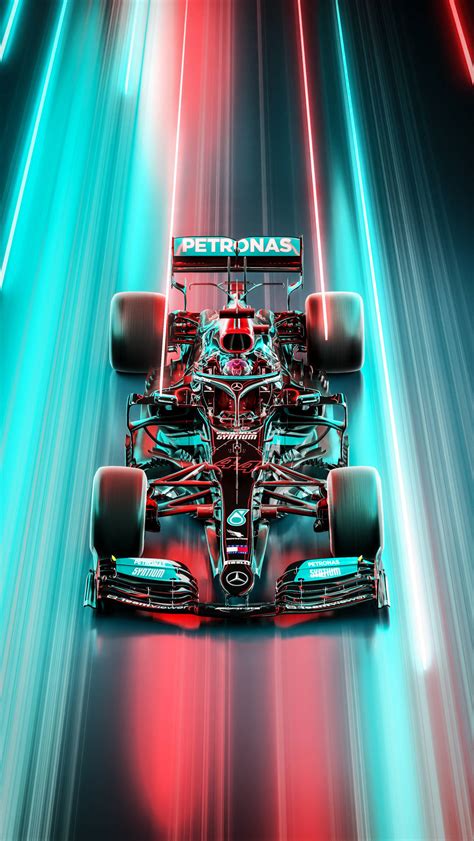 Download Mercedes F1 iPhone Car Neon Road Wallpaper | Wallpapers.com