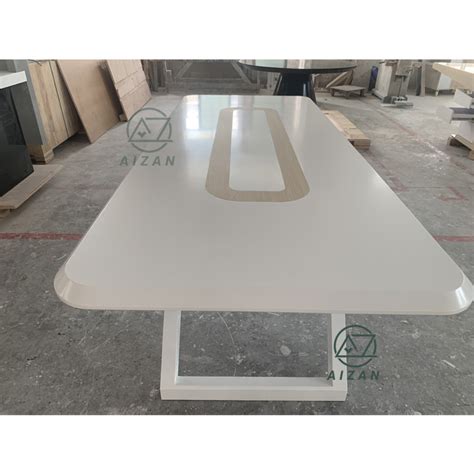 Custom large modern white conference table for boardroom