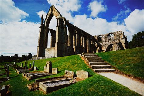 The ruins of the Augustinian Bolton Abbey Priory, shot back in summer ...