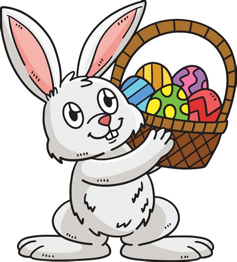 Bunny and Basket of Easter Eggs Cartoon Clipart 14739790 Vector Art at ...