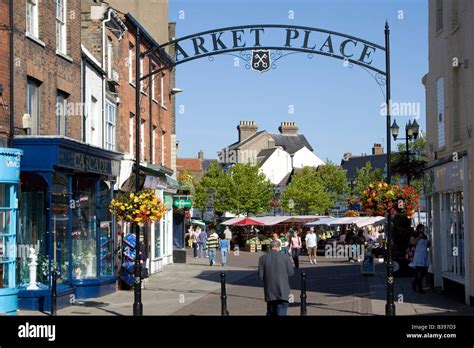 Wisbech market place town centre and inland port in the Fenland area of ...