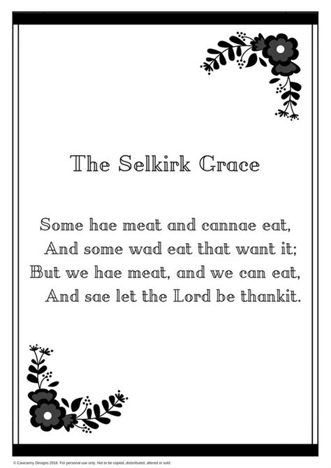 The Selkirk Grace Print Instant Download