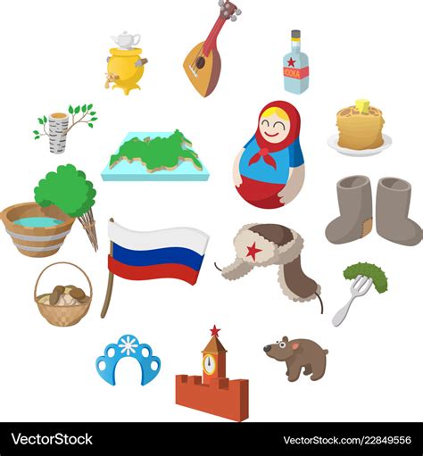 Russia cartoon icons Royalty Free Vector Image