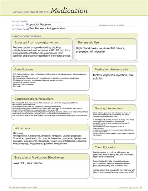 ATI med-template - Beta Blockers - ACTIVE LEARNING TEMPLATES ...