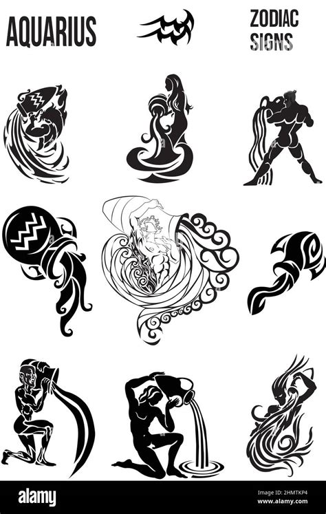 Aquarius zodiac symbols Stock Vector Image & Art - Alamy