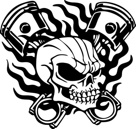 Skull Skeleton Piston Racing Flame Car Truck Window Laptop Vinyl Decal ...