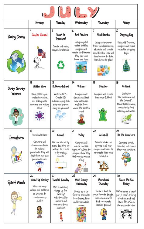 Summer Camp Theme Ideas For Preschoolers - Printable Form, Templates ...