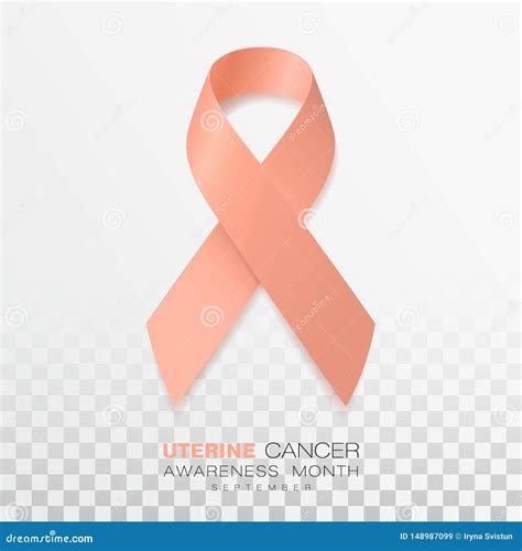 Uterine Cancer Awareness Month. Peach Color Ribbon On Transparent ...