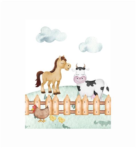 Farm Barn Tractor Farm Animals Room Decor Wall Art - Etsy