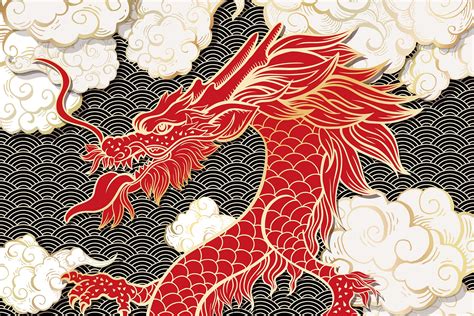 Chinese Dragon Vector Illustrations | Background Graphics ~ Creative Market