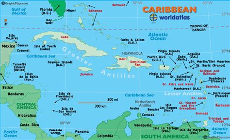 Caribbean Map - Map of the Caribbean, Caribbean Outline Map - World Atlas