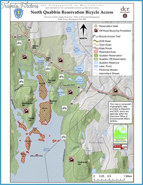 Quabbin Reservoir Hiking Trail Map - TravelsFinders.Com