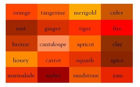 Image result for red orange colors names | Color mixing chart, Color ...