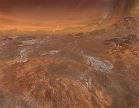 Surface of Titan, Cassini artwork - Stock Image - C012/2519 - Science ...