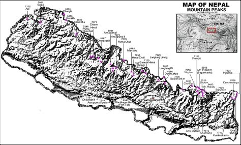 Map of Nepal Himalayas: Highest Mountain Peaks