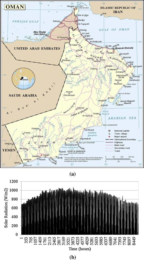 a Sohar city on Oman map; b Sohar solar radiation (Kazem and Chaichan ...