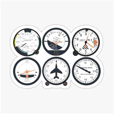 "Basic Six Flight Instruments" Sticker for Sale by RealPilotDesign ...