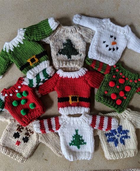 Christmas Mini Sweaters - Etsy | Knitted christmas decorations ...