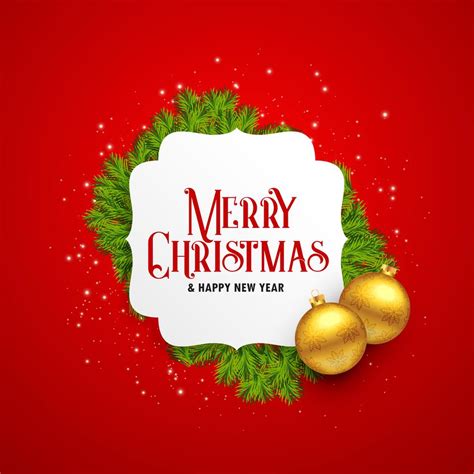 merry christmas greeting card design with golden balls and leave ...