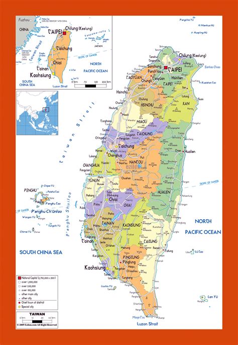 Political and administrative map of Taiwan | Maps of Taiwan | Maps of ...