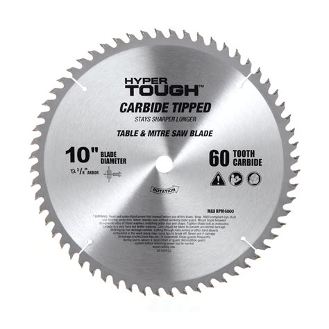 Hyper Tough 10-inch Carbide Tipped 60-TPI Saw Blade, AU30009K - Walmart.com