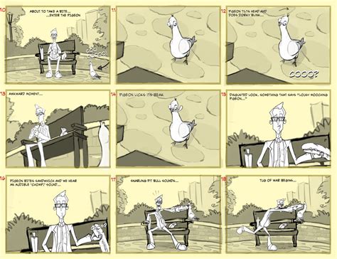 Pigeon Super Short Animation: STORYBOARD! (finally!)