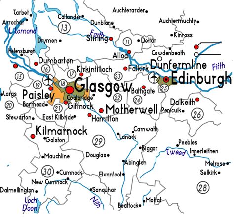 Map of Glasgow City Area