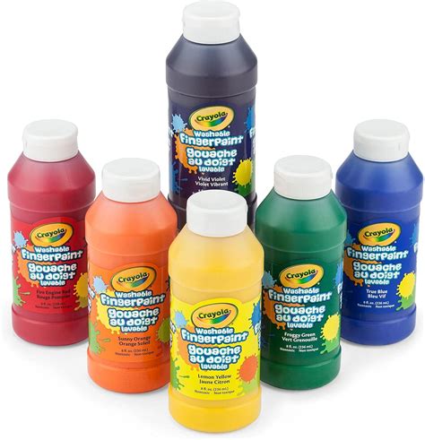 Crayola 6 Count 8 oz. Washable Kids Finger-Paints Features 3 Bold ...