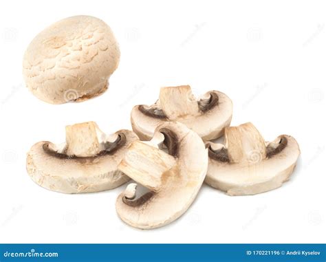 Champignon and Champignon Slices on a White Background Stock Photo ...