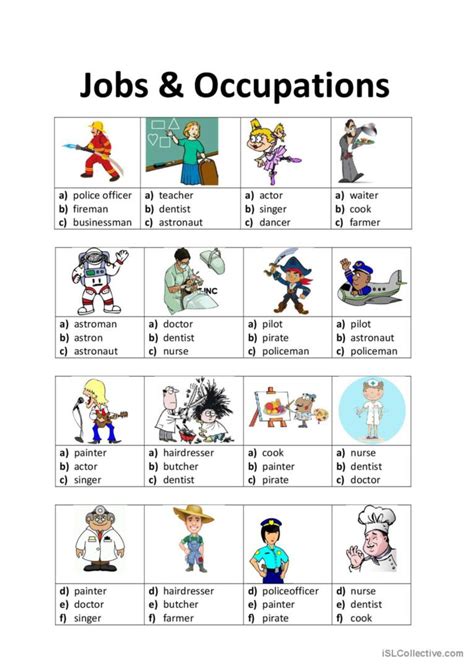 Jobs & Occupations pictur…: English ESL worksheets pdf & doc