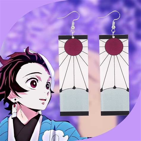 Anime Earrings Demon Slayer Tanjiro Kamado Hanafuda Japanese - Etsy