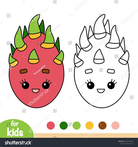 Coloring Book Children Dragon Fruit Cute Stock Vector (Royalty Free ...