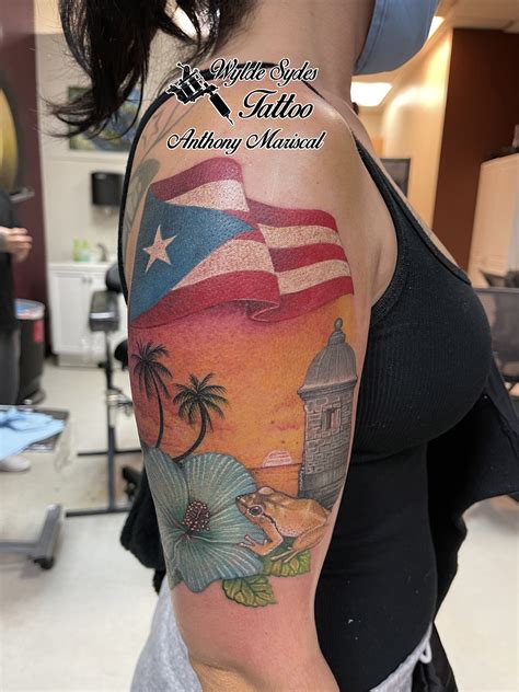 Full Color Puerto Rican Themed Tattoo Sleeve in 2021 | Sleeve tattoos ...