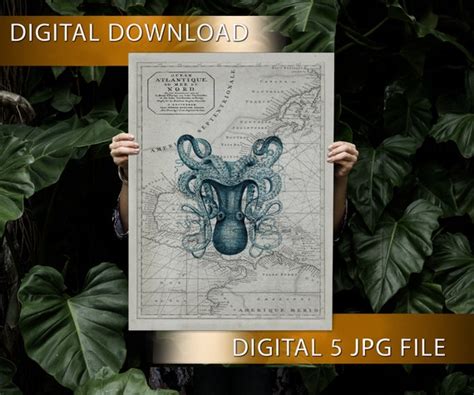 Octopus Map Print Instant Download Octopus Wall Art - Etsy