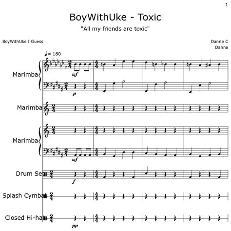 BoyWithUke - Toxic - Sheet music for Marimba, Drum Set, Splash Cymbal ...