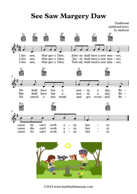 See Saw Margery Daw Sheet Music With Chords And Lyrics