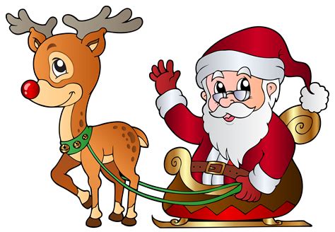 Santa and Rudolph PNG Clipart Image | Santa and reindeer, Christmas ...