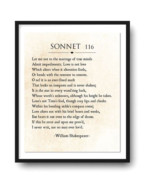 Sonnet 116 by William Shakespeare, Poetry Art, Love Poem, Love Wall Art ...